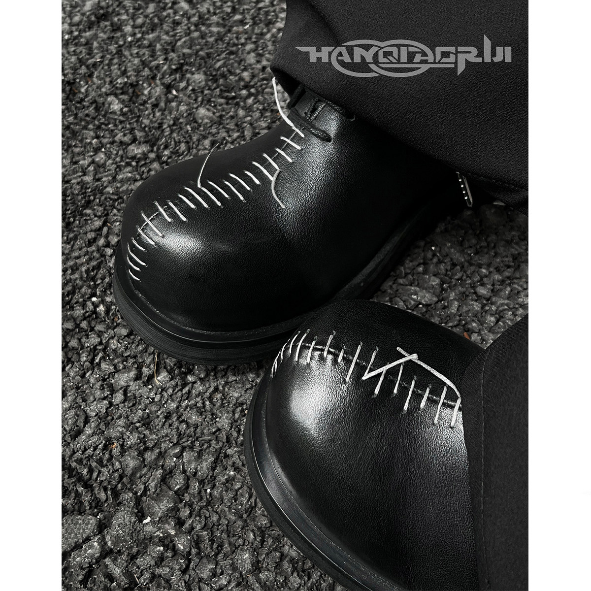 韩桥日记[幽渊系列]原创小众手工缝线牛皮德比鞋圆头休闲皮鞋男潮,流行男鞋,休闲皮鞋,淘宝优惠券,粉丝福利购,淘宝优惠卷