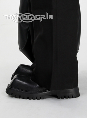 韩桥日记[异型系列]小众设计水洗牛皮方头皮鞋厚底增高通勤德比鞋