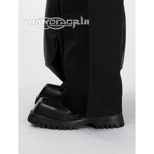 韩桥日记[异型系列]小众设计水洗牛皮方头皮鞋厚底增高通勤德比鞋