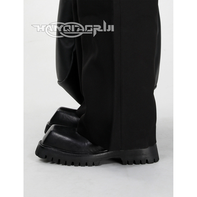 韩桥日记[异型系列]小众设计水洗牛皮方头皮鞋厚底增高通勤德比鞋