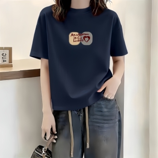 即墨正品纯棉短袖t恤女小个子欧货设计感洋气慵懒风宽松内搭上衣