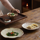复古日式 圆形手工寿司盘粗陶纯色陶瓷糕点盘家用菜盘酒店餐厅果盘