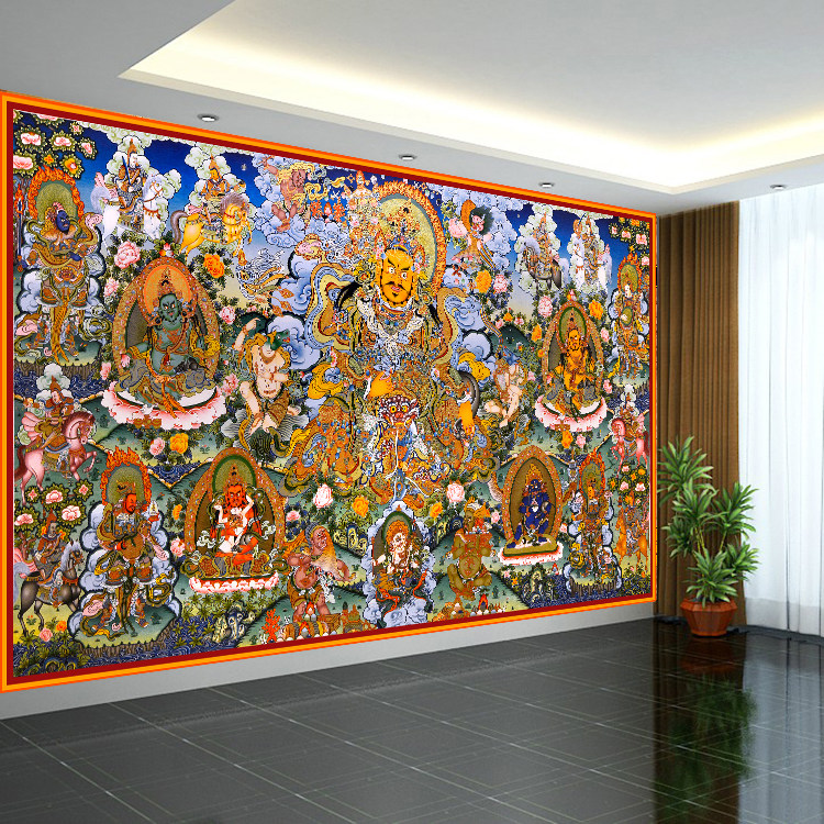 财神墙纸密宗壁纸纹身店壁画个性挂布刺青直播背景布装饰装修墙布