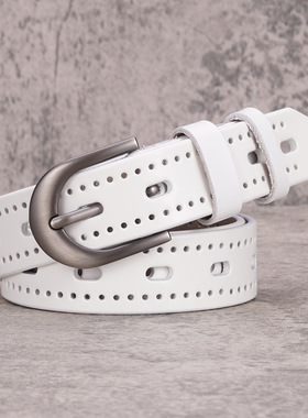 BradyMelivette美式复古镂空皮带女士真皮腰带配饰装饰配裙子