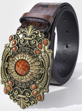 BradyMelivette复古y2k女士皮带西部风雕刻腰带辣妹风配牛仔裤