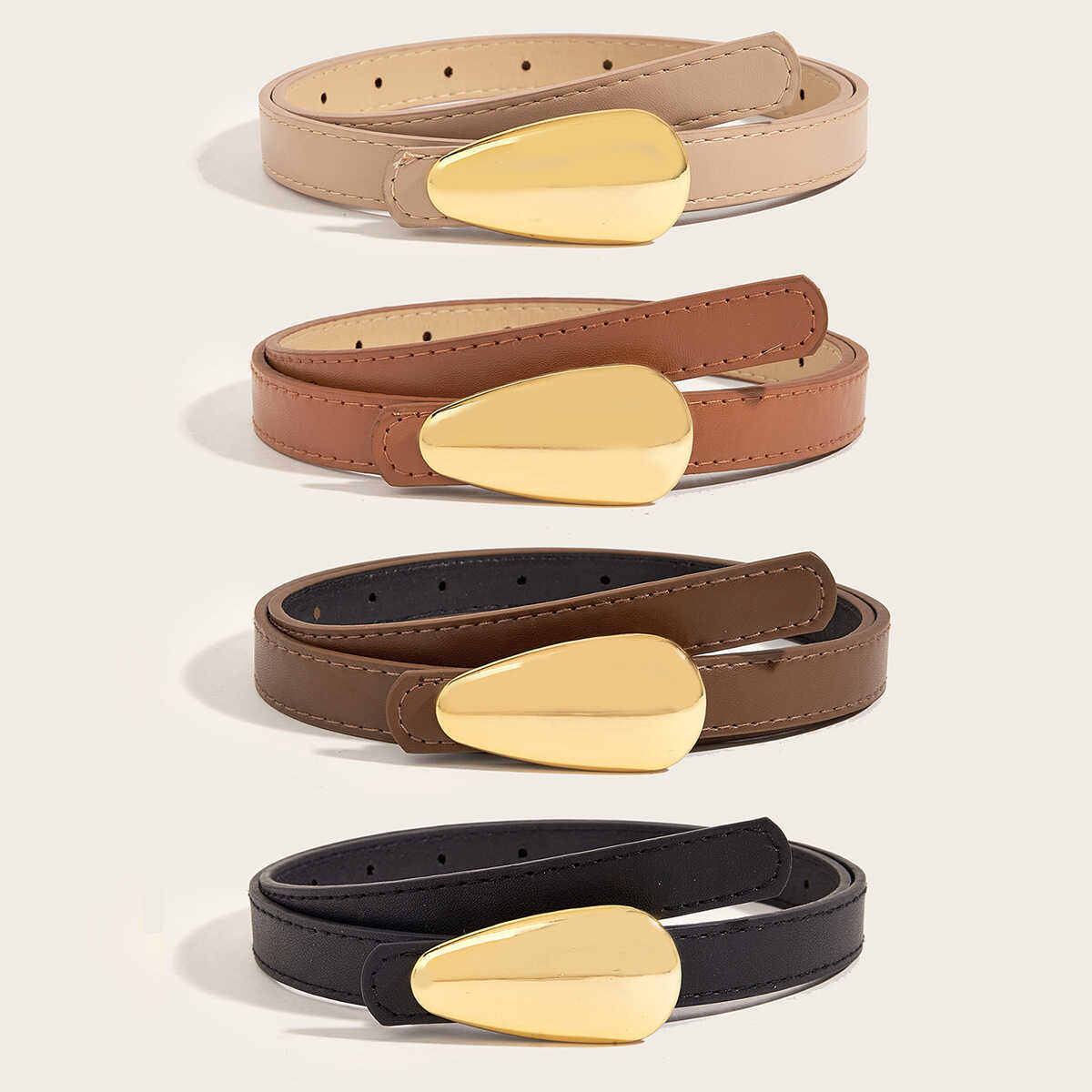 腰带pu女裤带亮面贝壳扣