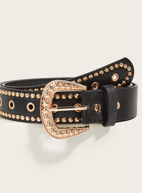 BradyMelivette美式复古y2k铆钉腰带圆珠装饰牛仔裤时尚辣妹皮带