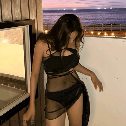 新款纯欲蝴蝶结分体比基尼甜美少女显瘦温泉海边三件套泳装bikini