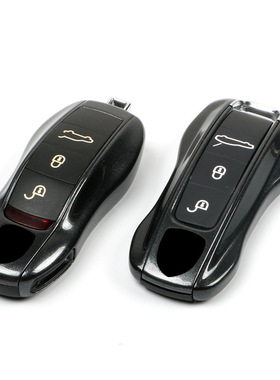 适用于保时捷卡宴macan 718 911 博克斯特Taycan碳灰色钥匙替换壳