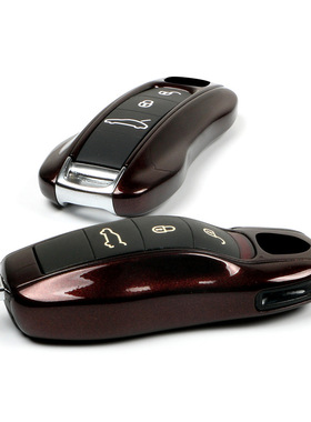 适用原厂漆保时捷桃木红色钥匙钥匙壳卡宴macan911帕拉梅拉718Tay