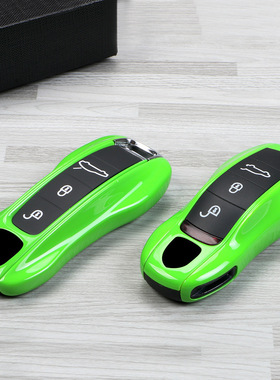 适用于保时捷蜥蜴绿色车钥匙壳套卡宴macan911帕拉梅拉718Taycan