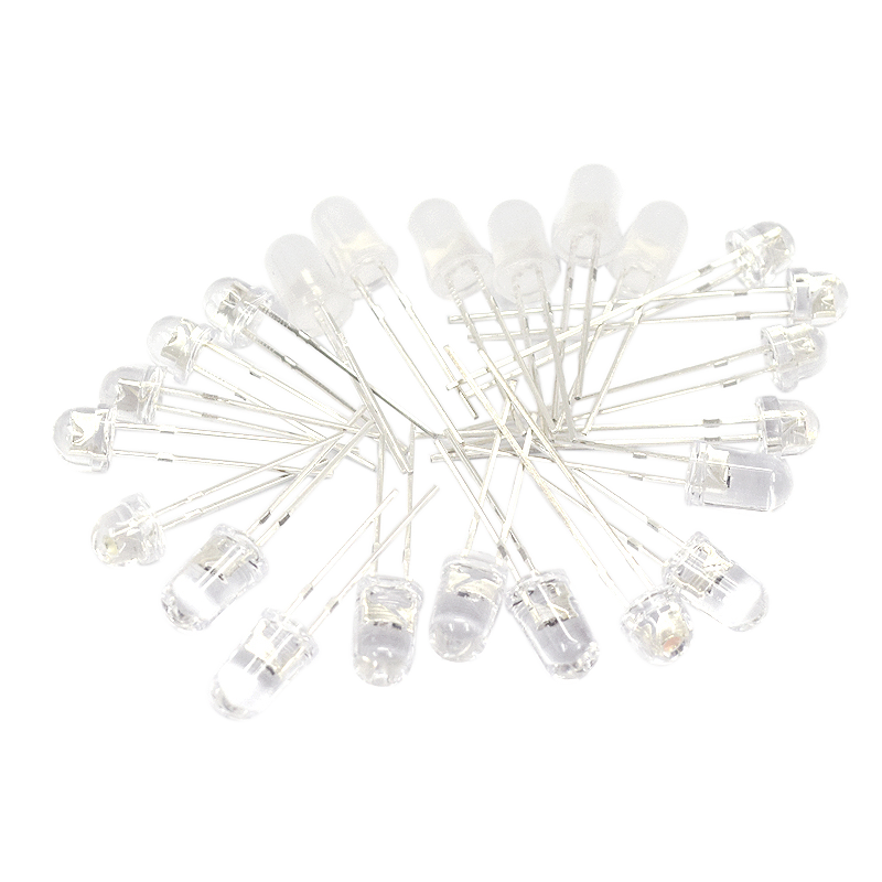 5MMLED灯珠发光二极管草帽雾状白发白翠绿色蓝色黄色紫色七彩慢闪