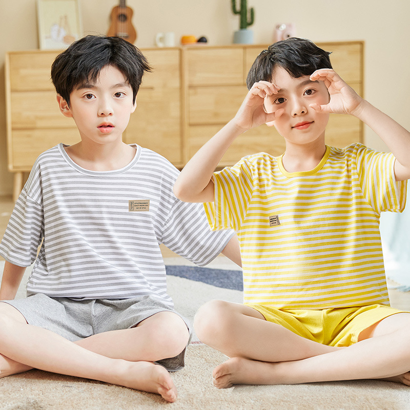 2024新款韩版童装儿童睡衣夏季纯棉男童家居服套装两件套