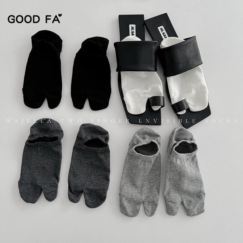 GOOD/FA日系ins潮隐形分趾船袜女春秋马吉拉两指防掉跟浅口二趾袜