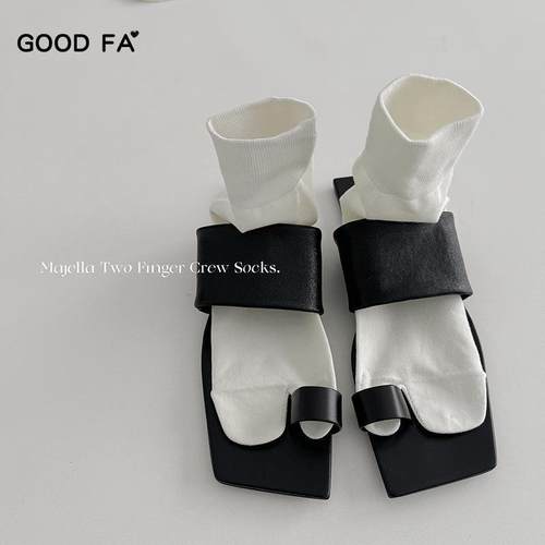GOOD/FA日本小众ins分趾袜女薄款黑色二趾中筒袜马吉拉两指中性袜