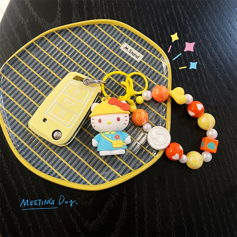 可爱黄色Kitty！大众钥匙套