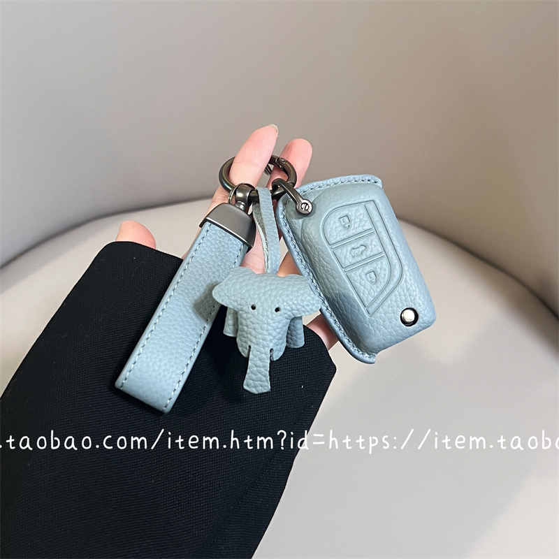 博主同款亚麻蓝丰田专用钥匙套