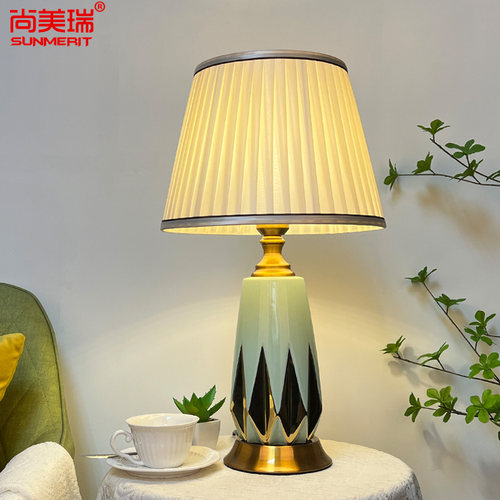 美式简约台灯卧室复古陶瓷