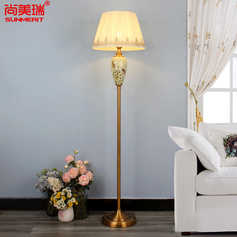 落地灯客厅美式复古陶瓷手绘