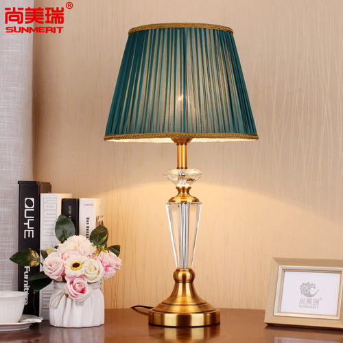 美式轻奢水晶台灯卧室床头灯