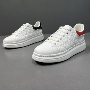 海丽男鞋春季系带小白鞋2026舒适透气轻奢不臭脚牛皮网红个性板鞋