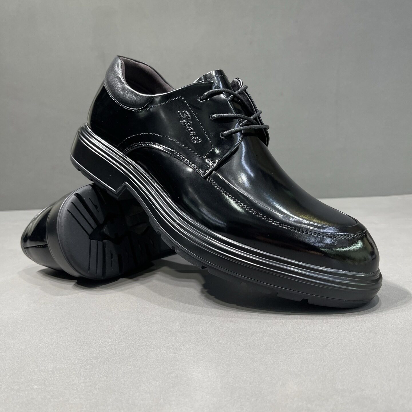 海丽男鞋夏天系带商务休闲鞋舒适透气职业装正装牛皮男士2026皮鞋