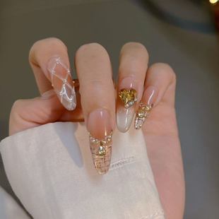 裸色指甲贴片轻奢美甲贴 手工穿戴甲秋冬新款 Lilynail星网梦境