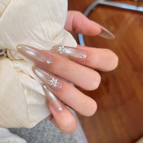 【Lilynail星轨拿铁】手工穿戴甲中长款美甲贴高级指甲贴拍婚纱照