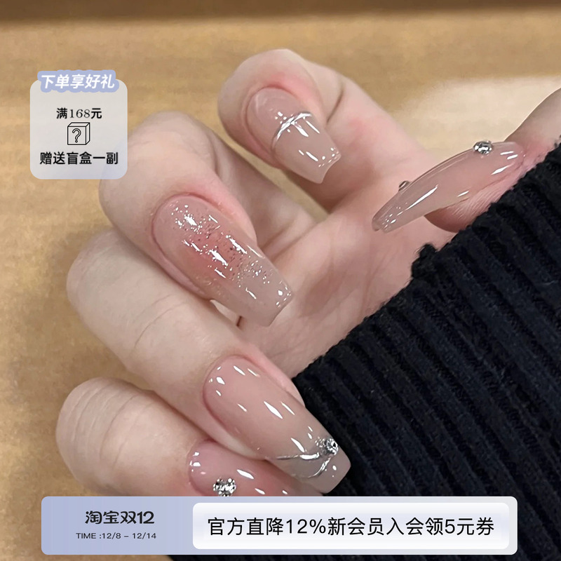 裸肤立体感腮红涂鸦纯手工穿戴甲