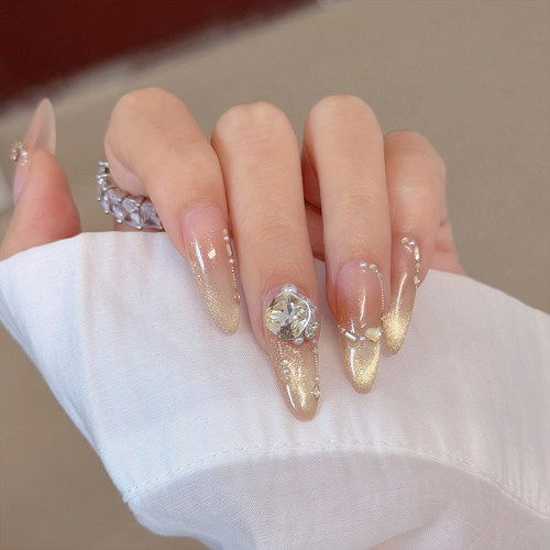 【Lilynail碎钻流光】手工穿戴甲中长款猫眼美甲轻奢高级感指甲贴