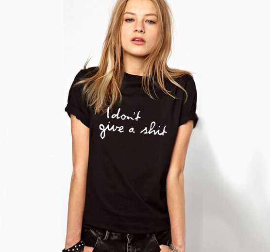 ÄÐÅ®¶ÌÐätÐô´¿ÃÞÉÏÒÂS-3XLÅ·ÃÀ i don't give a shirt ×ÖĸTÐô