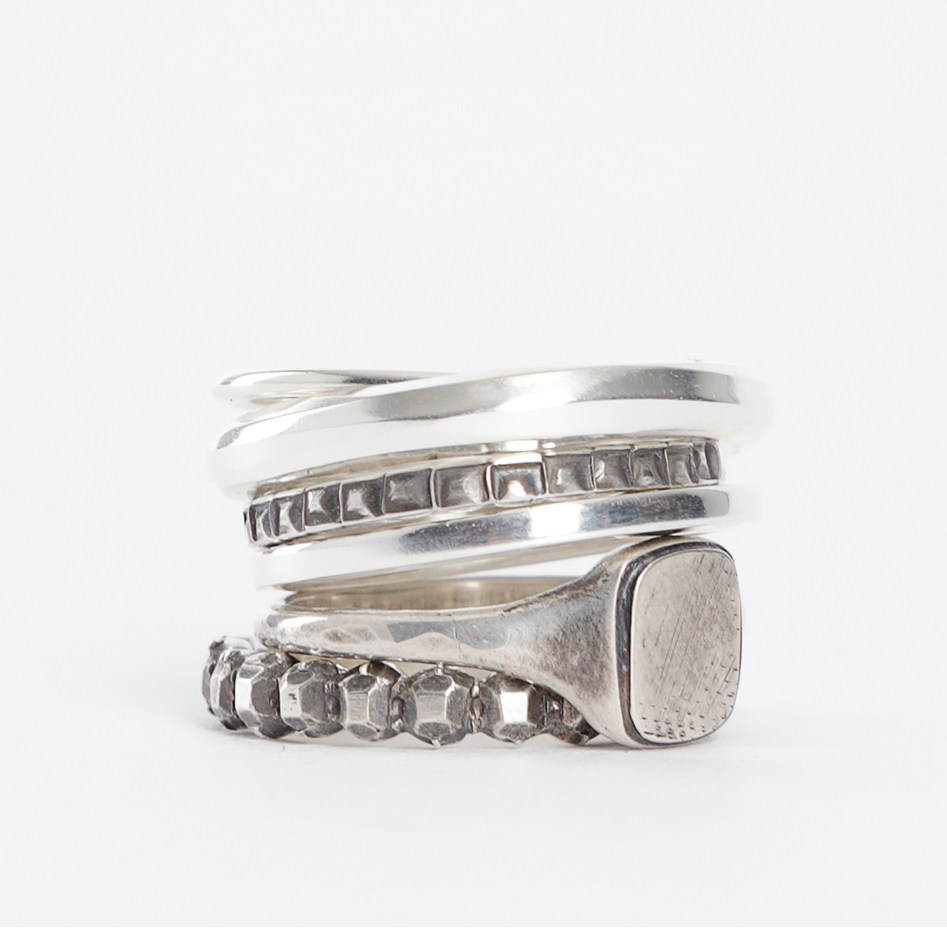 OOAK纯银情侣混搭风戒指