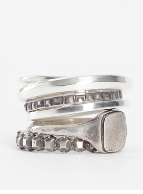 YOJI OOAK RING 'ETERNITY'6件组戒指925银叠层纯银情侣混搭指环