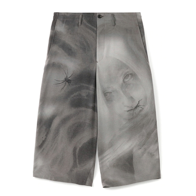 山本耀司印花灰色休闲短裤