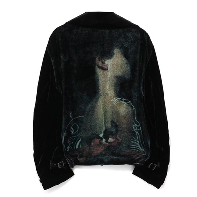 联名丝绒西服图案印花教练夹克