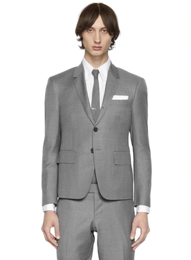 YOJI OOAK CLASSIC SUPER 120'S经典LORO灰色修身羊毛商务西服