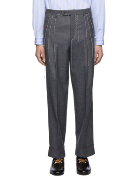 YOJI OOAK GREY WOOL皇室纯手工意大利精纺羊毛灰色休闲西裤长裤
