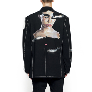 SAGITTAIRE SUIT抽象油画印花解构羊毛西服先锋设计 OOAK YOJI