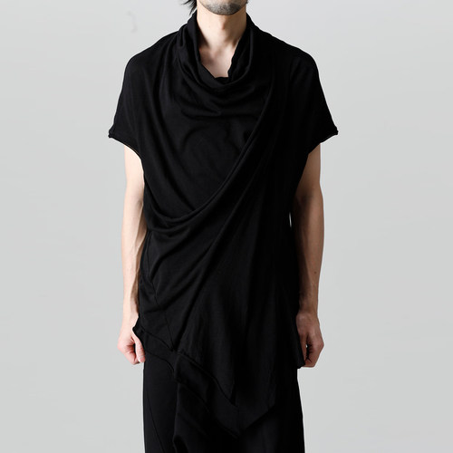 YOJI OOAK 独特设计感褶皱不规则垂感T恤男宽松高领短袖上衣男款