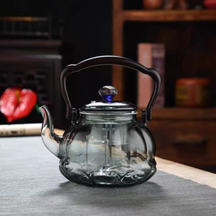 围炉煮茶壶透黑提梁壶玻璃电陶炉煮茶器炭火炉烧水蒸煮一体泡茶壶