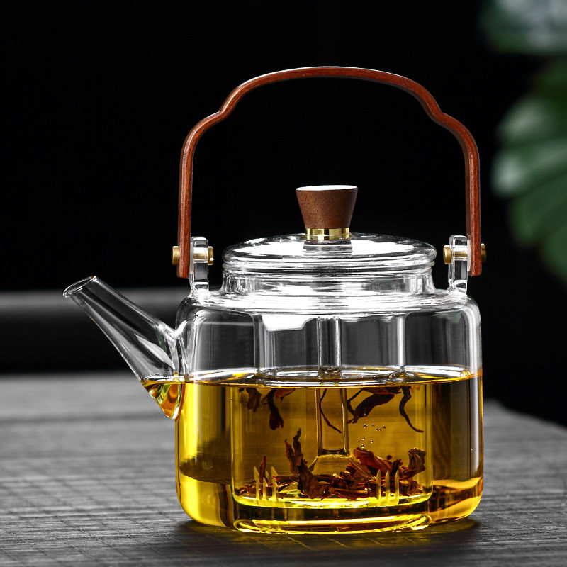 尚物透黑玻璃煮茶壶提梁耐高温蒸泡茶专用围炉煮茶器电陶炉烧水壶