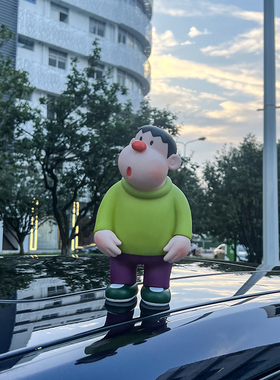 歪头胖虎车载摆件汽车装饰品2025新款车顶尾部玩偶车外部公仔挂件