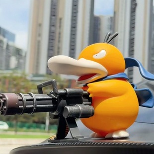 汽车摆件加特林可达鸭车后尾部摆件车载车顶装饰品公仔玩偶创意