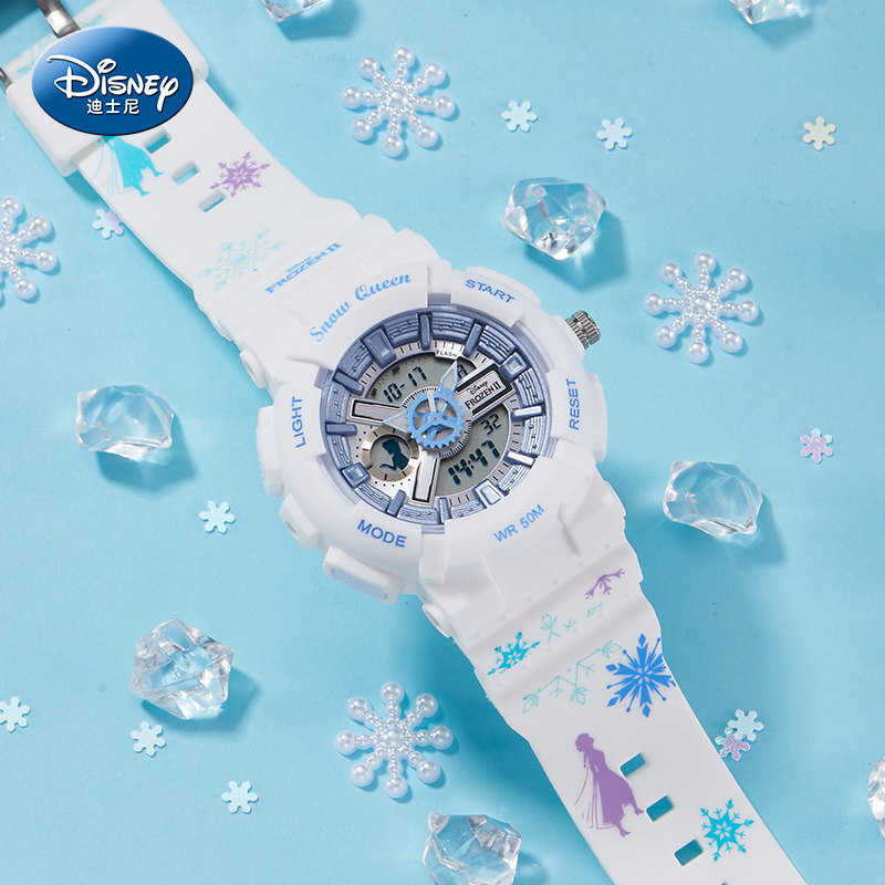 迪士尼儿童手表女孩防水防摔初中生联名款冰雪奇缘小学生电子手表