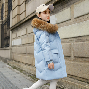 正品儿童羽绒服女童中长款2023新款韩版女童白鸭绒加厚外套潮童装
