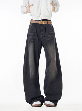 NineteenAutumn 秋季新款美式水洗高街潮牌牛仔裤痞帅宽松长裤男