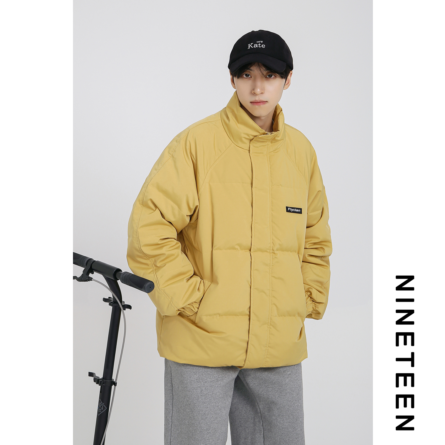 情侣简约立领保暖白鸭绒羽绒服