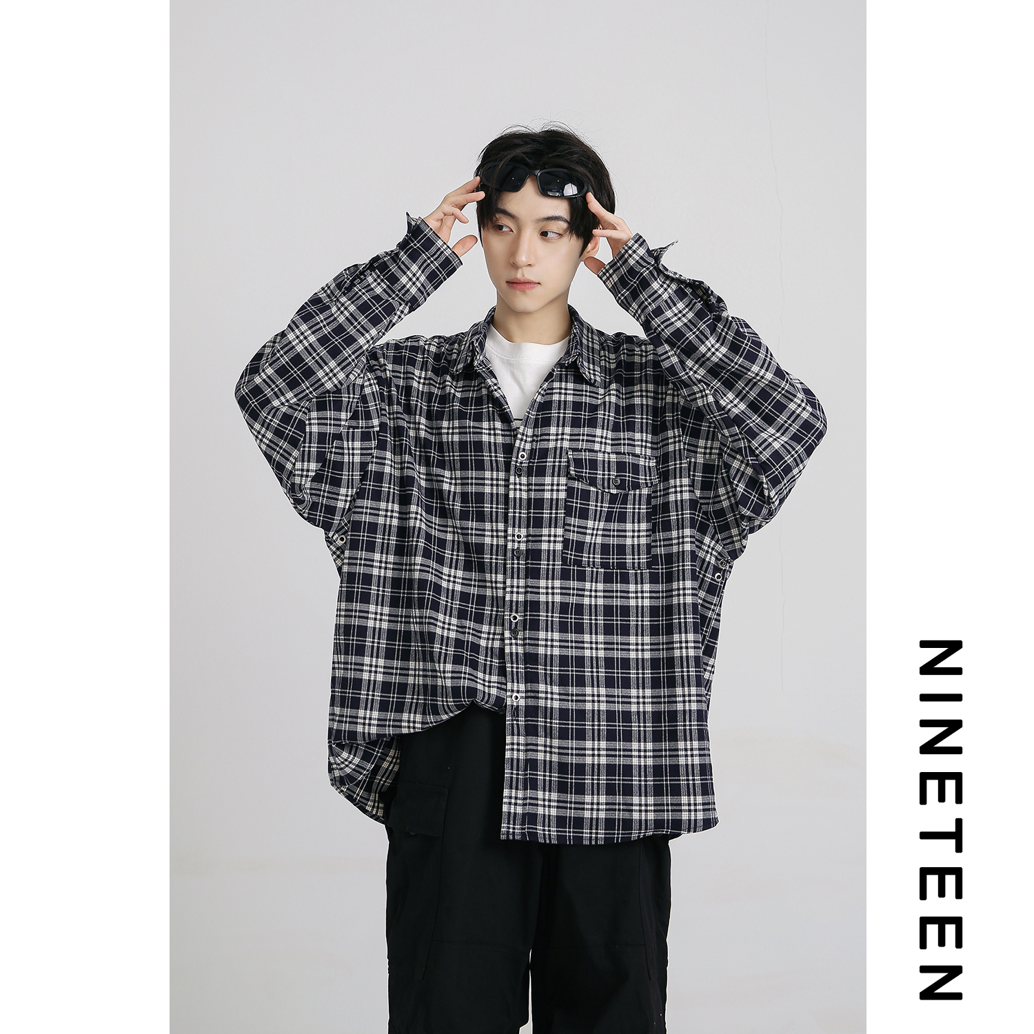 经典格子长袖衬衫外套宽松