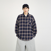 日系复古长袖 格子衬衫 美式 NineteenAutumn 学生宽松男女同款 衬衣