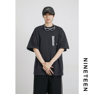 十九秋 新款 国潮男生短袖 T恤宽松休闲日系学生圆领上衣 2025夏季